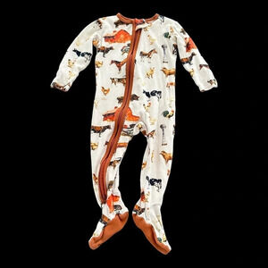 Earthy baby 3 months Organic Cotton Two Way Zip Up Sleeper Farm Animals Cow Barn